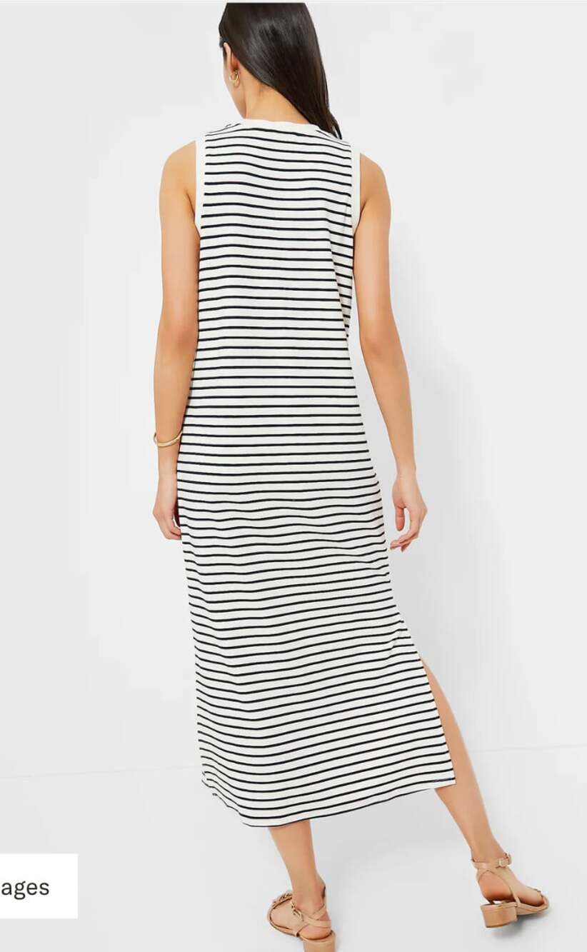 Pomander Place NWT Navy Stripe Sleeveless Gio Maxi Dress Size Large Tuckernuck - Picture 2 of 9
